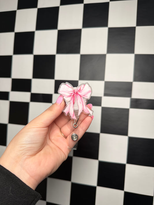 Pink Bow Badge Reel