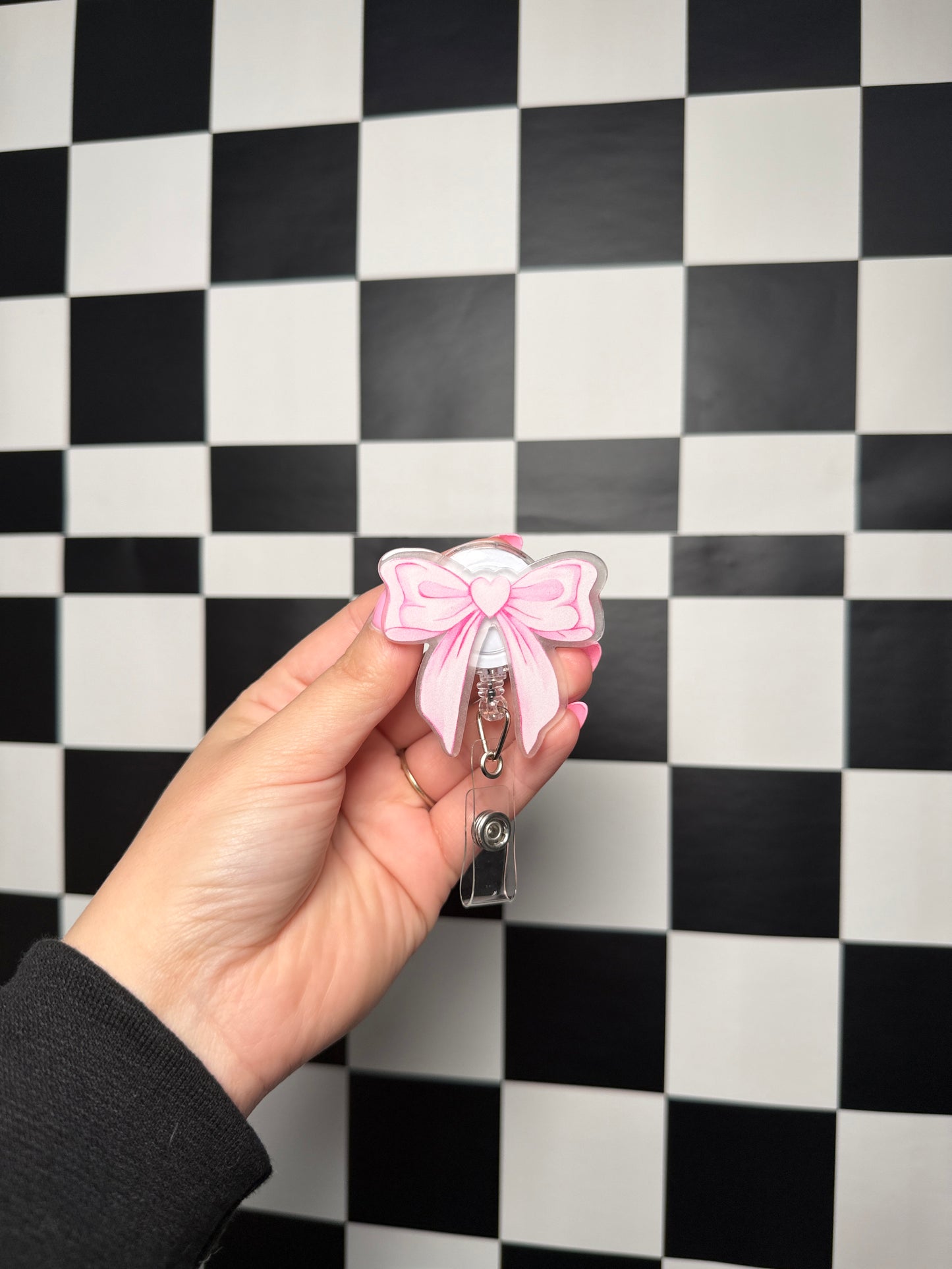 Pink Bow Badge Reel