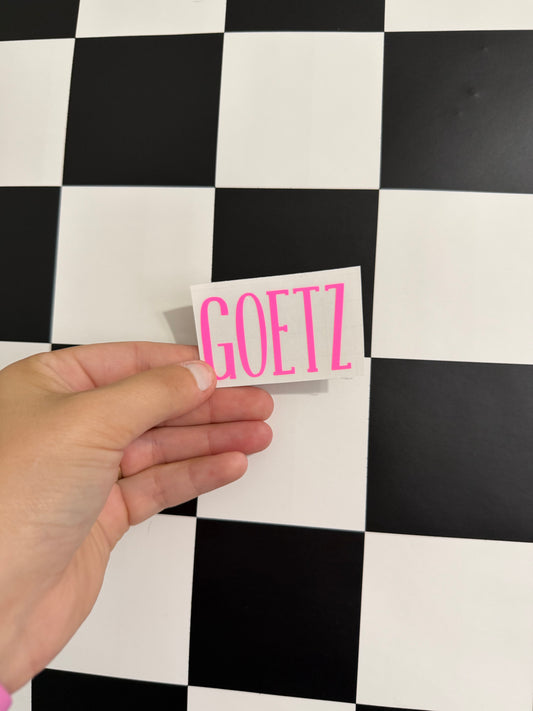 Vinyl Name Decal (Medium)